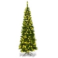 thumbnail image 2 of Costway 6.5ft Pre-Lit Hinged Pencil Christmas Tree 250 White Lights, 2 of 9