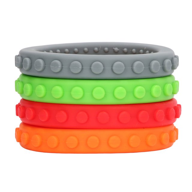 Baby Teethers Bracelet, Heat Resistant 4pcs Infant Teethers Bracelet Silicone Circle Rings Refrigerable For Teething Period