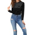 thumbnail image 1 of INSPIRE CHIC T-Shirts en Velours pour Femmes Col Rond Manches Longues Décontracté m Noir, 1 of 7