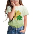 thumbnail image 1 of T-Shirt à Motif Imprimé pour Enfants à Manches Courtes Moitié-Moitié Col Rond Haut Décontracté Polyvalent à Manches Moitié-Moitié Fête de la Saint-Patrick, 1 of 6