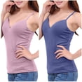 thumbnail image 4 of Débardeur pour Femmes, 2 Pcs Haut Sans Manches à Col en V Uni pour Femmes avec Bonnets Rembourrés Blouse Sans Manches, 4 of 4
