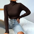 thumbnail image 1 of Aqestyerly Chandails à Col Montant pour Femmes Mode Femmes Uni Manches Longues Chandail Col Roulé Décontracté Hauts HWRETIE, 1 of 8