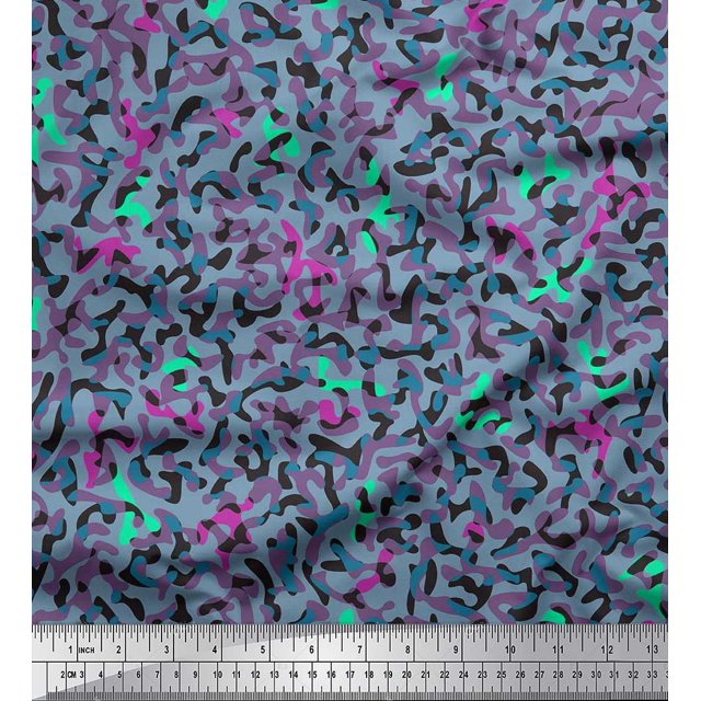 Soimoi Rayon Crepe Fabric Multicolor Camouflage Printed Fabric 1 Yard 46 Inch Wide