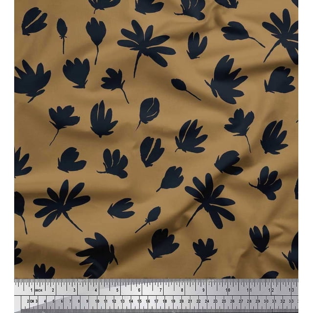 Soimoi Polyester Crepe Fabric Wildflower Floral Print Fabric by The Yard 52 Inch Wide