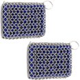 thumbnail image 1 of 2 Pack Cast Iron Scrubber 316 Stainless Steel with Silicone Insert Durable Flexible Chain Cleaner Cleaner for All Types of Griddles Pots Skillet Grills Kitchen Cookware BBQ Tools & Ovens (Blue*2), 1 of 7