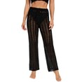thumbnail image 3 of FOCUSNORM Women Hollow Out Pants Solid Color Elastic High Waist Trousers, 3 of 8