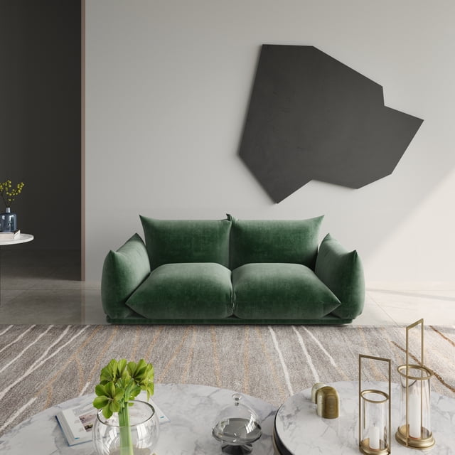 The Magic Home 2-Seater Floor Modular Chenille Sectional Sofa, Green