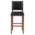 thumbnail image 3 of Hawthorne Collections 30" Faux Leather & Wood Bar Stool in Black/Cherry Stain, 3 of 13