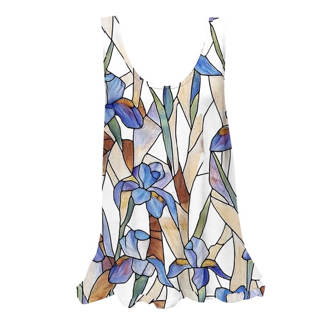 UPPADA Camisoles d'Été pour Femmes Col Rond Coupe Ample T-Shirts Décontractés Mode Sans Manches Vêtements de Plage Ourlet Fluide Chandails à Enfiler Hauts Plage Boho Vêtements Liquidation Hauts pour Femmes Kaki,TG
