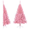 thumbnail image 1 of vidaXL Artificial Half Christmas Tree with Stand Pink 120 cm PVC, 1 of 5