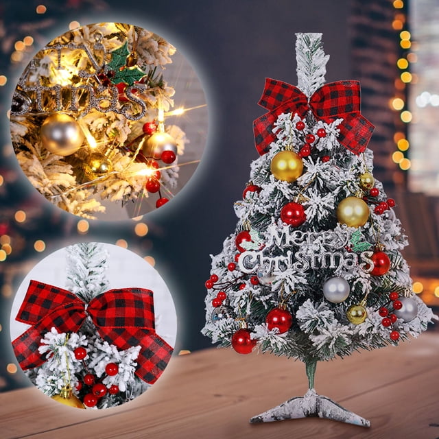 Christmas Decorations Indoor,Christmas Decorations For Tables Or Centerpiece,Christmas Decorations For Home,60cm Green Flocking Christmas Tree Package Decoration Desktop Christmas Tree Decoration