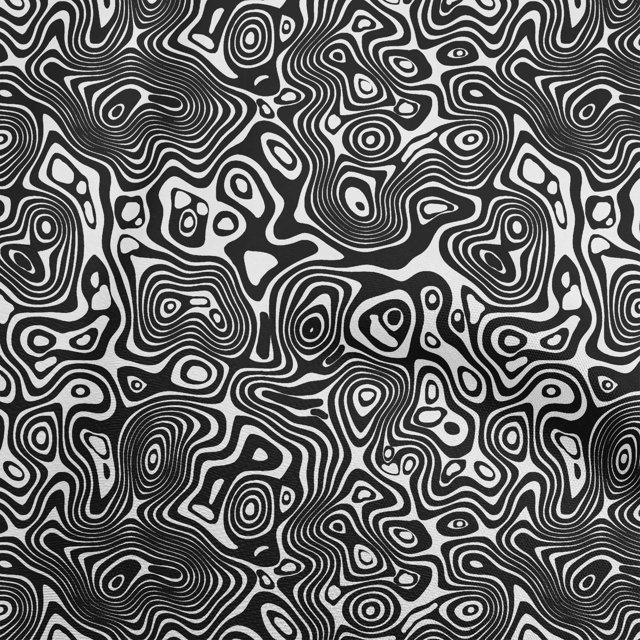 oneOone Polyester Spandex Tissu Noir Moiré Tissu pour Robe Tissu Imprimé Tissu au Mètre 56 Pouces de Large