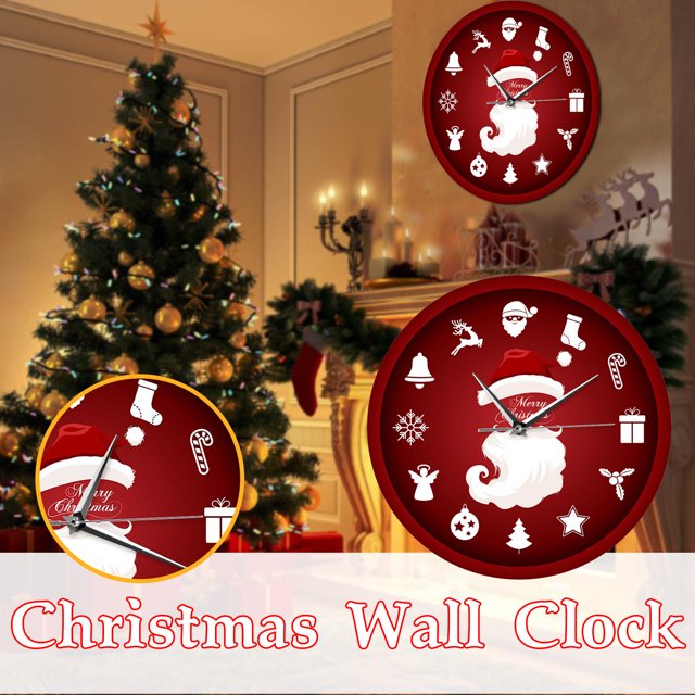 Agiferg Holiday Decoration Gift Wall Clock Santa Claus Wall Clock Decoration Clock