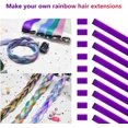 thumbnail image 2 of LAICAIW Rallonges de Cheveux Colorées de 22 Pouces, Postiche Lisse, Mèches de Fête Multicolores à Clipser, Rallonges de Cheveux Synthétiques (12 Pcs Violet), 2 of 6