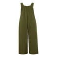 thumbnail image 3 of Wide Leg Overalls for Women Sleeveless Jumpsuits Suspender Overalls with Pockets, 3 of 5