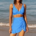 thumbnail image 2 of Kyusrd Maillots de Bain avec Jupe Deux Pièces Maillots de Bain Maillots de Bain Femmes à Carreaux Deux Pièces Maillots de Bain Bandage Maillots de Bain Col Rond Dos Nu, 2 of 9