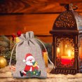thumbnail image 4 of Agiferg Christmas Printed Linen Gift Bag Santa Backpack Candy Bag Apple Bag 1PC, 4 of 9