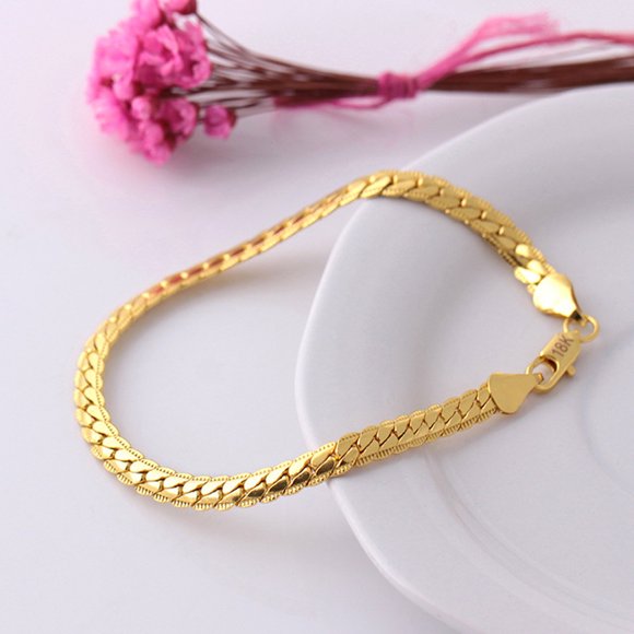 Unisex Mens Punk Gold Bracelet Chain Wristband Bangle Hip Hop Jewelry