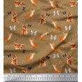thumbnail image 1 of Soimoi Brown Moss Georgette Fabric Insect & Cat Animal Print Fabric by Yard 42 Inch Wide, 1 of 3