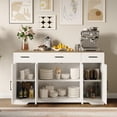 thumbnail image 4 of BeesClover 55” Large Sideboard Buffet Cabinet with Storage, Farmhouse Kitchen Cabinets, Modern Buffet Storage Cabinets with Adjustable Shelves, Doors & Drawers, 4 of 9