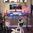thumbnail image 3 of Bestier Bureau de Jeu 42 Pouces avec Lumières DEL, Bureau d'Ordinateur avec Support pour Moniteur en Marbre Noir pour Adultes, 3 of 8