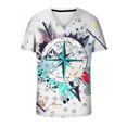 thumbnail image 2 of Birdeem Chandail Décontracté pour Hommes Col en V Imprimé Manches Courtes T-Shirt Blouse, 2 of 4