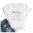 thumbnail image 1 of TSADFHJI T-Shirt à Manches Longues pour Femmes Grande Taille Mode Décontractée Imprimé Col Rond Manches Courtes Chandail TG Blanc, 1 of 4
