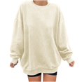 thumbnail image 1 of Penkiiy Chandail pour Femmes Mode Chandail Décontracté à Manches Longues à Col Rond pour Femmes Hauts Blouse Beige Vêtements Y2K, 1 of 4
