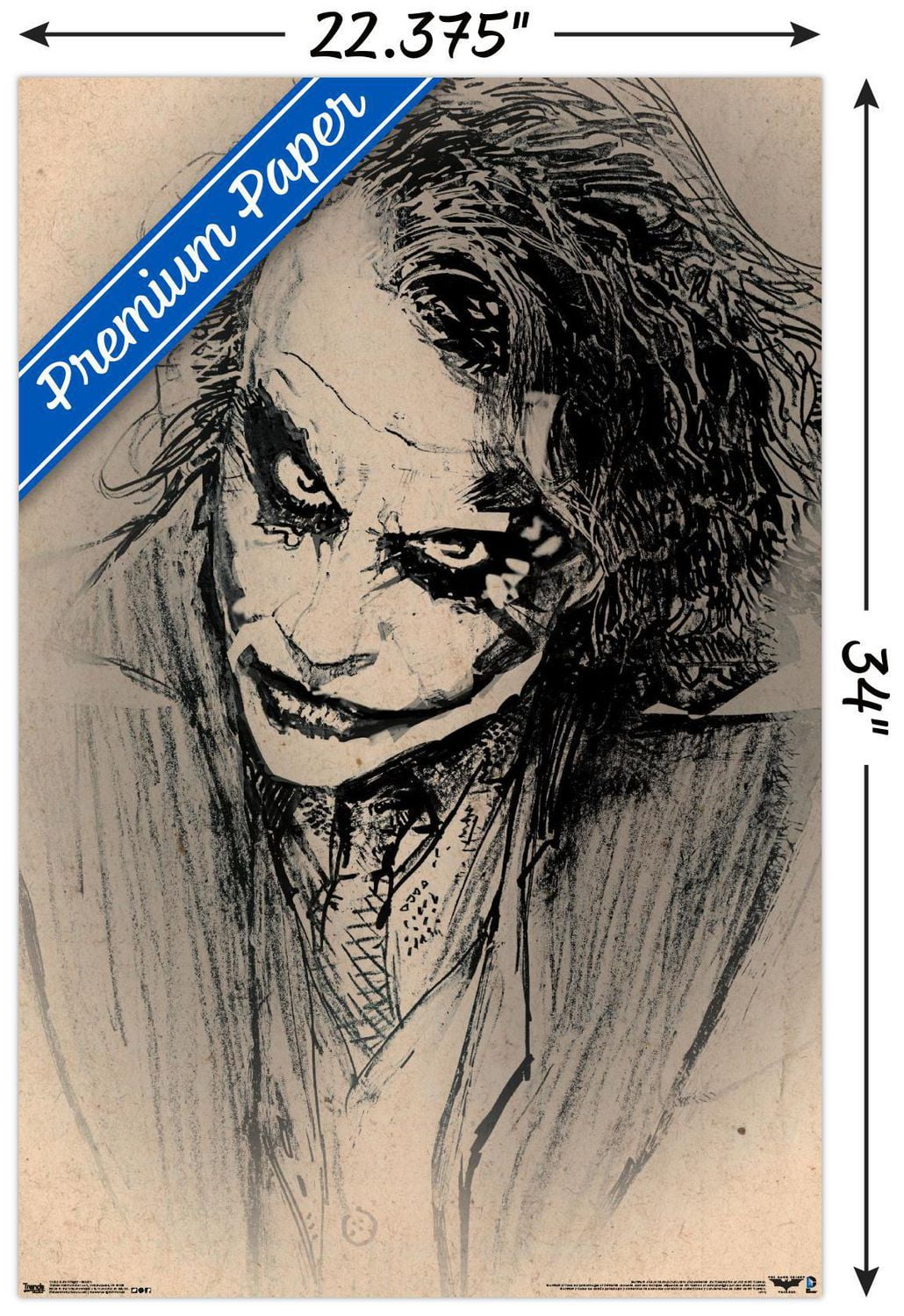 DC Comics Movie - The Dark Knight Joker Sketch Wall Poster
