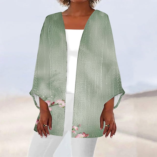 Cardigan de Mode pour Femmes Cameland d'Automne Mode Cardigan Décontracté Confortable à Imprimé Blouse T-Shirt à Manches 1/2 Haut Cardigan pour Femmes