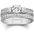 thumbnail image 1 of 1 1/4ct Vintage Diamond Engagement Wedding Ring Set 14K, 1 of 4