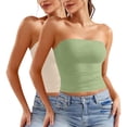 thumbnail image 1 of ZACPNCV 2PC Women's Shapewear Tube Tops Strapless Ruched Built-in Shelf Bra Casual Beige M, 1 of 8