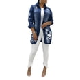 thumbnail image 1 of LUXUR Women Distressed Denim Trucker Jackets Hole Fall Jean Jacket Navy Blue 2XL, 1 of 7