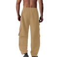 thumbnail image 2 of Plebaso Pantalon Cargo pour Homme, Pantalon de Randonnée Décontracté à Cordon, Léger, Uni, Pantalon de Travail d'Extérieur pour Homme, 2 of 4