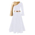 thumbnail image 2 of RUNQHUI Robe de Danse Métallique Dorée pour Filles, Prière Lituricale Blanche 4, 2 of 6