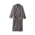 thumbnail image 1 of Timegard Bathrobe for Women Fuzzy Button down V Neck Robe Fleece Warm Long Sleeve Pajamas with Pockets, 1 of 5