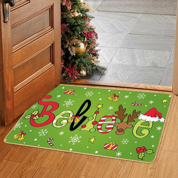 ABPWLY Christmas Decoration Carpet Kitchen Oil Absorbent Stain Absorbent Kitchen Cover Entry Door Non Wear Home Holiday Doormat Pattern Home Blanket Clearance bath mat for tub non slip Canada Days
