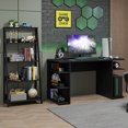 thumbnail image 2 of Madesa 2-Piece Desk and Ladder Shelf Set: 53" Gaming Desk with Cable Management + 24" 5-Tier Ladder Shelf for Storage, Office, Gaming and Study – Black, 2 of 9
