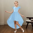 thumbnail image 2 of Robes pour Filles Enfants Enfant Filles Été Manches Charleston Asymétrique Robe Formelle Jupe Volantée Couleur Unie Robe Évasée Robe Ado Fille BU1 14 Ans, 2 of 4