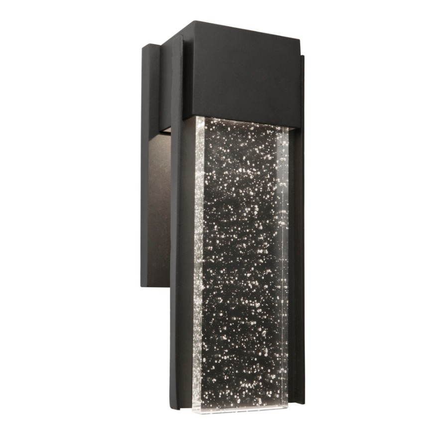 Artcraft Lighting Cortland Black Outdoor Wall Light LED Clear Seeded Glass