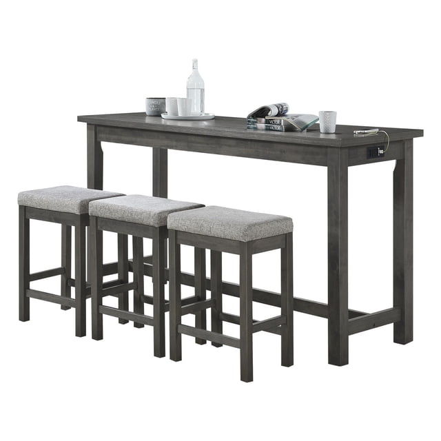 Topline Home Furnishings Counter-height Grey 4pc Dine Pack