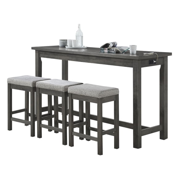 Topline Home Furnishings Counter-height Grey 4pc Dine Pack
