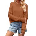thumbnail image 1 of Timegard Women's Sweaters Cropped 2024 Fall Winter Sweater Long Sleeve Pullover Side Slit Knit Tops, 1 of 4