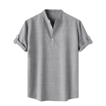 FAIWAD Chemises Boutonnées pour Hommes Décontractées à Col en V à Manches Courtes Blouse Décontractée Ample Tunique de Bureau