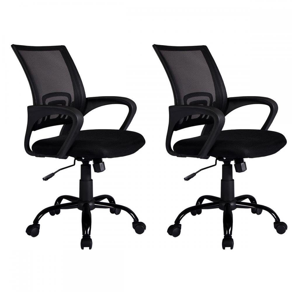 BestOffice Ergonomic Mesh Computer Office Desk Midback Task Chair WMetal Base Set of 2, Black