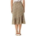 thumbnail image 3 of Unique Bargains Women's Floral Elastic Waist Ruffle High Low Hem Skirts, 3 of 6