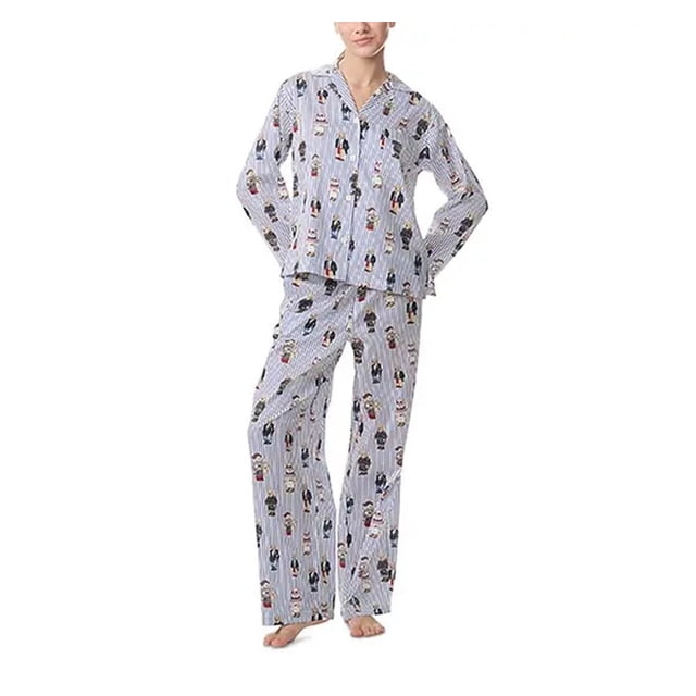 Polo Ralph Lauren Polo Ensemble de Pyjama en Coton à Manches Longues avec Ours - 4P8046 (Bleu Chute de Neige R3853, m)