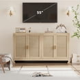 thumbnail image 2 of Ourlova 40 inch Modern Boho Storage Cabinet with Woven Rattan Doors Adjustable Shelf Multifunctional TV Stand Coffee Bar and Entryway Console Table for Kitchen Living Room Oak Brown, 2 of 8