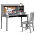 thumbnail image 1 of Giantex Kids Desk and Chair Set, Children Study Writing Desk w/Chair, Student Wooden Computer Workstation, Grey, 1 of 8