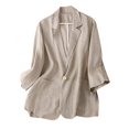 thumbnail image 2 of EQWLJWE Vestes Blazer pour Femmes Liquidation Femmes Dames Uni Col Rabattu Veste Manches Longues Manteau Vêtement d'Extérieur, 2 of 4